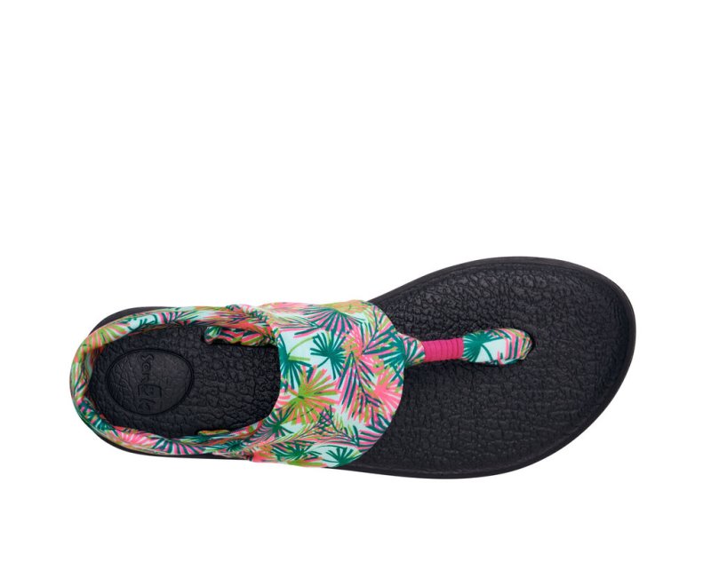 Sanuk Yoga Slings 2 Tropical Vegan Women's Sandals Black | Canada 12QMA